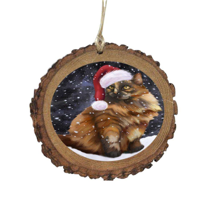 Let it Snow Christmas Holiday Tortoiseshell Cat Wooden Christmas Ornament WOR48755