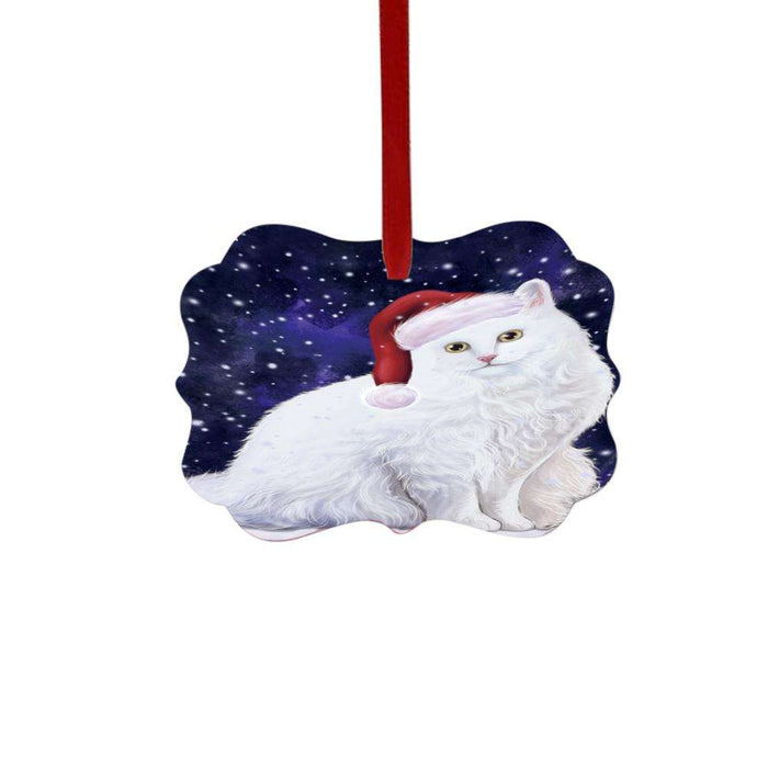 Let it Snow Christmas Holiday Turkish Angora Cat Double-Sided Photo Benelux Christmas Ornament LOR48757