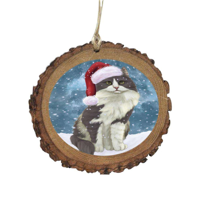 Let it Snow Christmas Holiday Turkish Angora Cat Wooden Christmas Ornament WOR48756