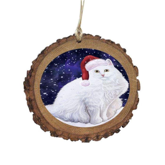 Let it Snow Christmas Holiday Turkish Angora Cat Wooden Christmas Ornament WOR48757