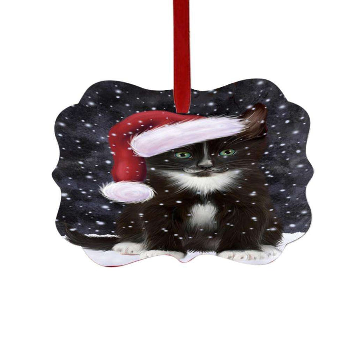 Let it Snow Christmas Holiday Tuxedo Cat Double-Sided Photo Benelux Christmas Ornament LOR48970