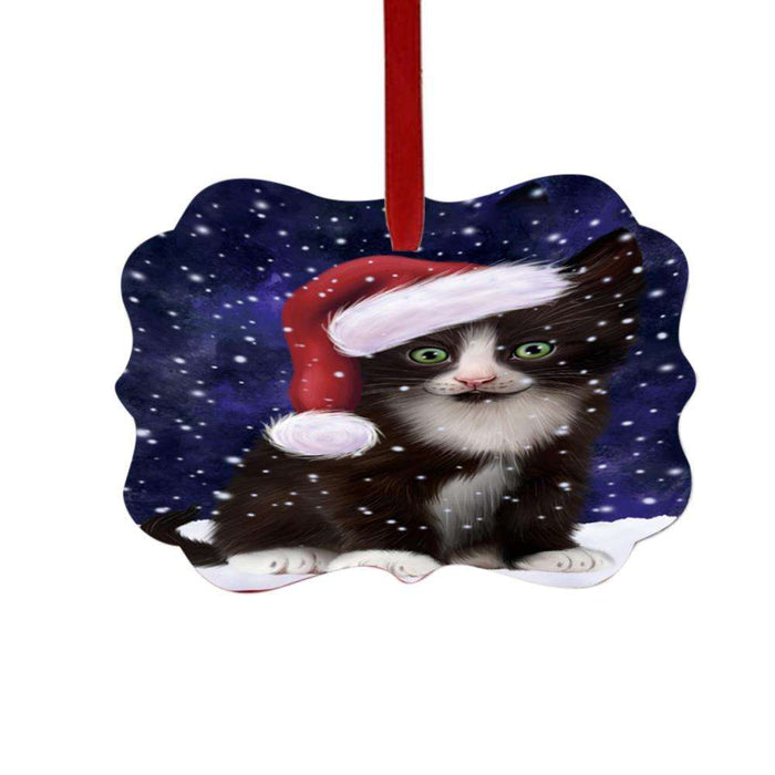 Let it Snow Christmas Holiday Tuxedo Cat Double-Sided Photo Benelux Christmas Ornament LOR48971