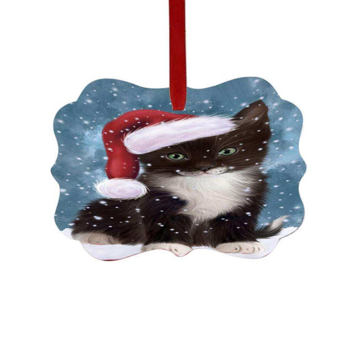 Let it Snow Christmas Holiday Tuxedo Cat Double-Sided Photo Benelux Christmas Ornament LOR48972