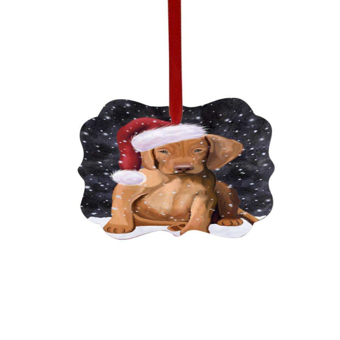 Let it Snow Christmas Holiday Vizsla Dog Double-Sided Photo Benelux Christmas Ornament LOR48762
