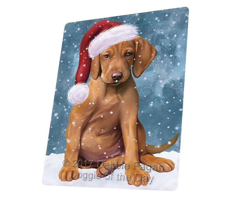 Let it Snow Christmas Holiday Vizsla Dog Wearing Santa Hat Art Portrait Print Woven Throw Sherpa Plush Fleece Blanket