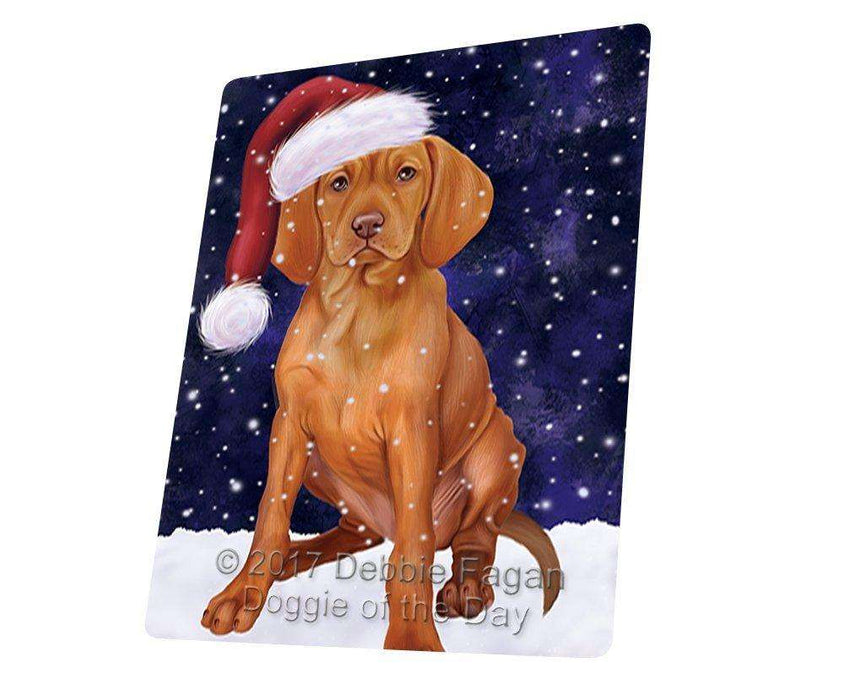Let It Snow Christmas Holiday Vizsla Dog Wearing Santa Hat Magnet Mini (3.5" x 2")