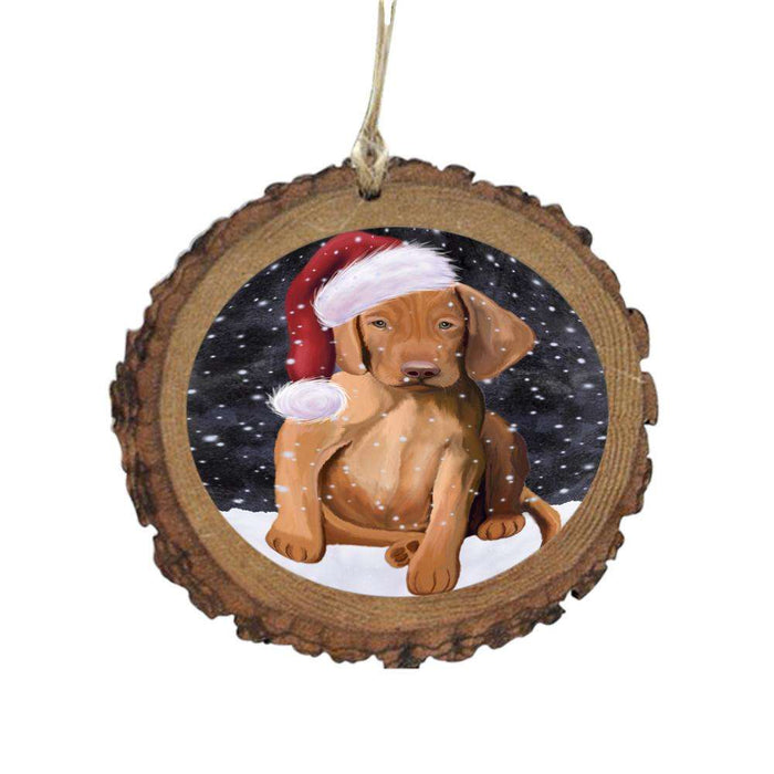 Let it Snow Christmas Holiday Vizsla Dog Wooden Christmas Ornament WOR48762