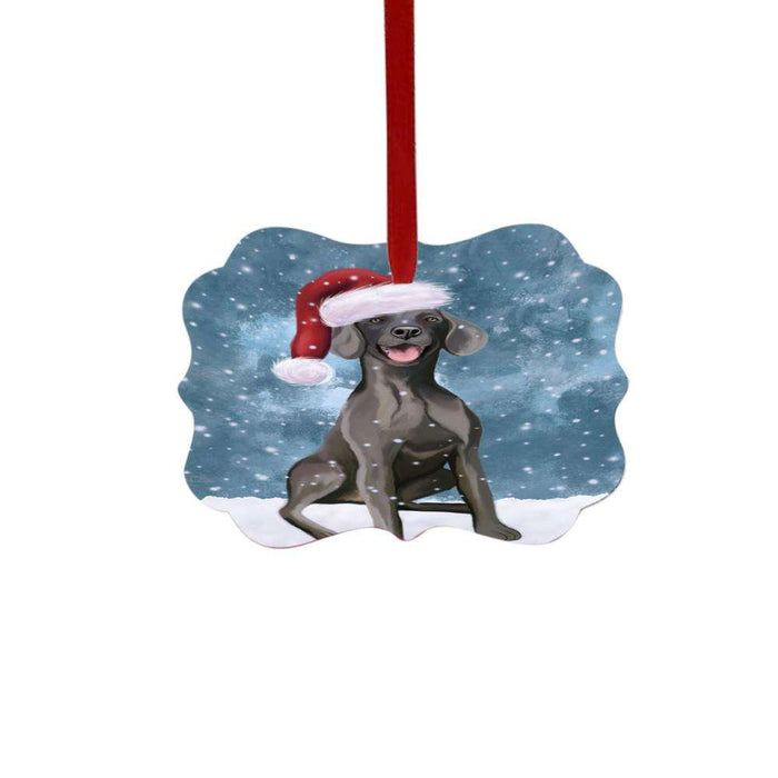 Let it Snow Christmas Holiday Weimaraner Dog Double-Sided Photo Benelux Christmas Ornament LOR48763