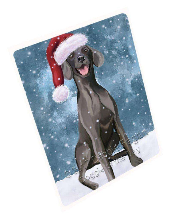 Let it Snow Christmas Holiday Weimaraner Dog Wearing Santa Hat Art Portrait Print Woven Throw Sherpa Plush Fleece Blanket D078