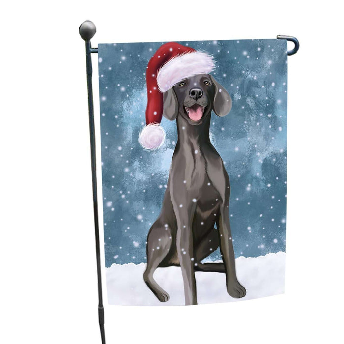 Let it Snow Christmas Holiday Weimaraner Dog Wearing Santa Hat Garden Flag FLG082