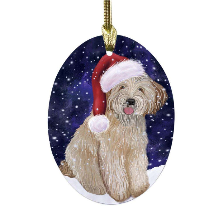 Let it Snow Christmas Holiday West Highland Terrier Dog Oval Glass Christmas Ornament OGOR48772