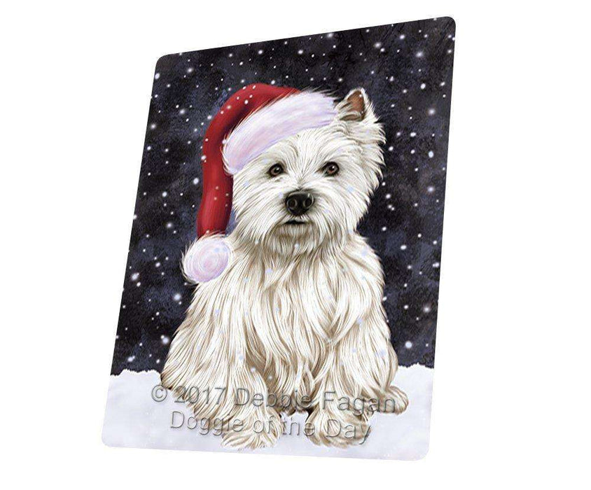 Let it Snow Christmas Holiday West Highland Terriers Dog Wearing Santa Hat Art Portrait Print Woven Throw Sherpa Plush Fleece Blanket