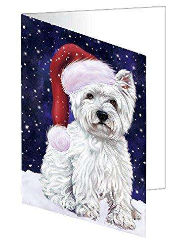 Let it Snow Christmas Holiday West Highland Terriers Dog Wearing Santa Hat Handmade Artwork Assorted Pets Greeting Cards and Note Cards with Envelopes for All Occasions and Holiday Seasons