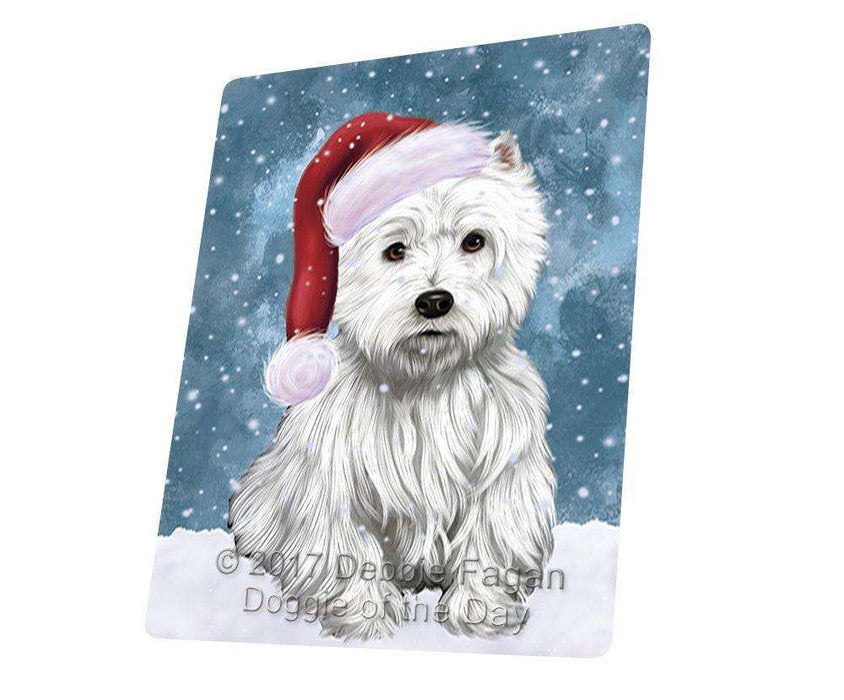Let it Snow Christmas Holiday West Highland Terriers Dog Wearing Santa Hat Large Refrigerator / Dishwasher Magnet D141