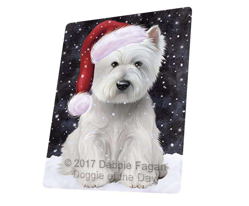 Let it Snow Christmas Holiday West Highland White Terrier Dog Wearing Santa Hat Art Portrait Print Woven Throw Sherpa Plush Fleece Blanket D038