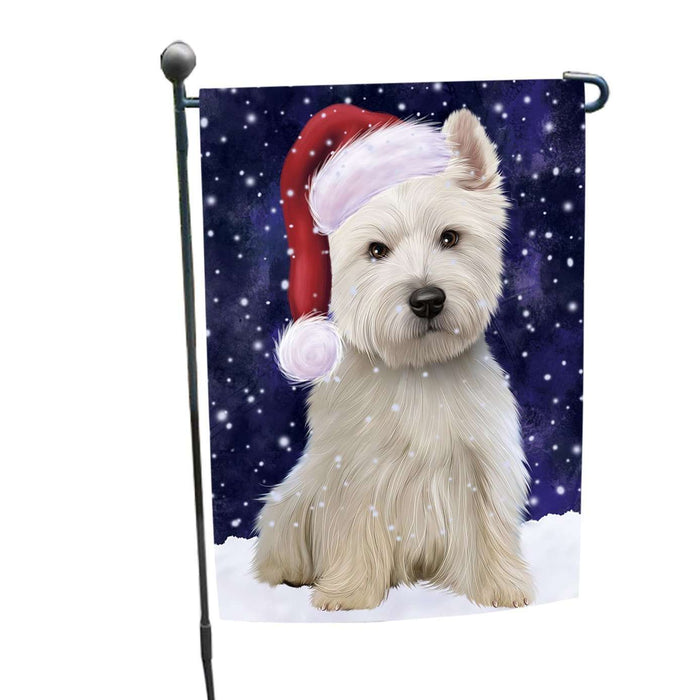 Let it Snow Christmas Holiday West Highland White Terrier Dog Wearing Santa Hat Garden Flag FLG086