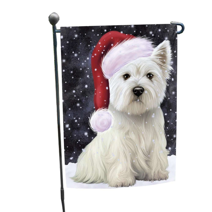 Let it Snow Christmas Holiday West Highland White Terrier Dog Wearing Santa Hat Garden Flag FLG087
