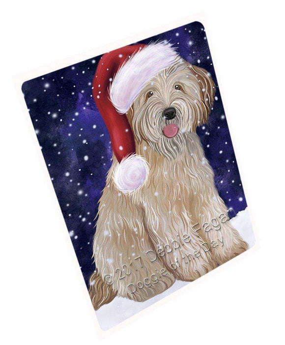 Let it Snow Christmas Holiday Wheaten Terrier Dog Wearing Santa Hat Art Portrait Print Woven Throw Sherpa Plush Fleece Blanket D084