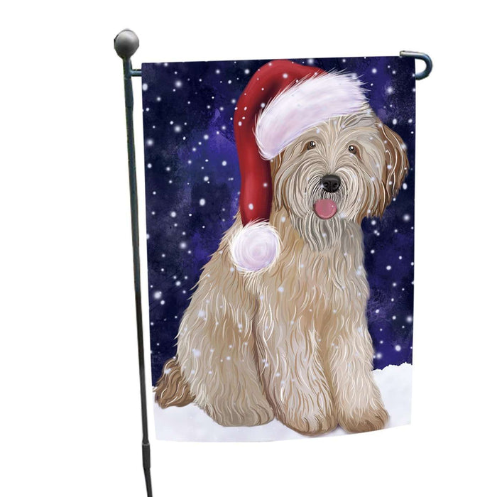 Let it Snow Christmas Holiday Wheaten Terrier Dog Wearing Santa Hat Garden Flag FLG088