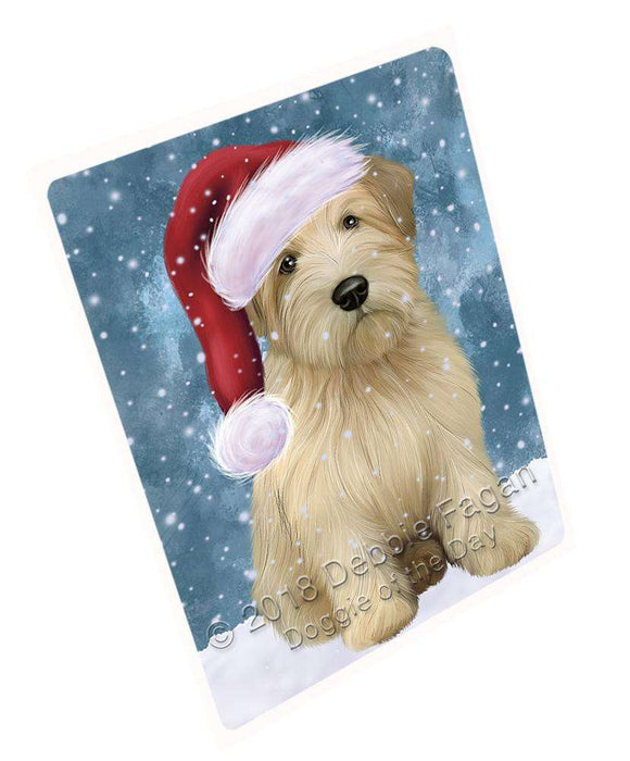 Let it Snow Christmas Holiday Wheaten Terrier Dog Wearing Santa Hat Blanket BLNKT106347
