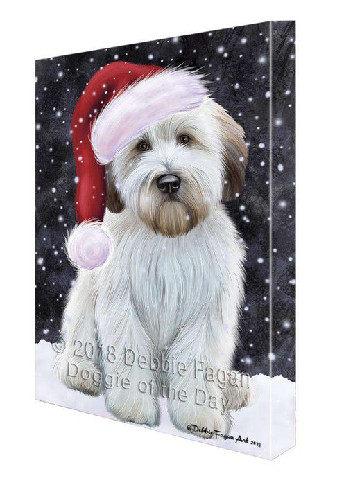 Let it Snow Christmas Holiday Wheaten Terrier Dog Wearing Santa Hat Canvas Print Wall Art Décor CVS106838