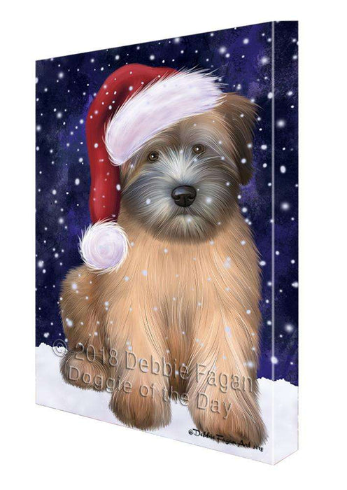 Let it Snow Christmas Holiday Wheaten Terrier Dog Wearing Santa Hat Canvas Print Wall Art Décor CVS106847