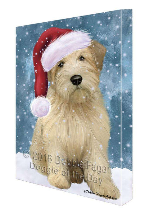 Let it Snow Christmas Holiday Wheaten Terrier Dog Wearing Santa Hat Canvas Print Wall Art Décor CVS106856