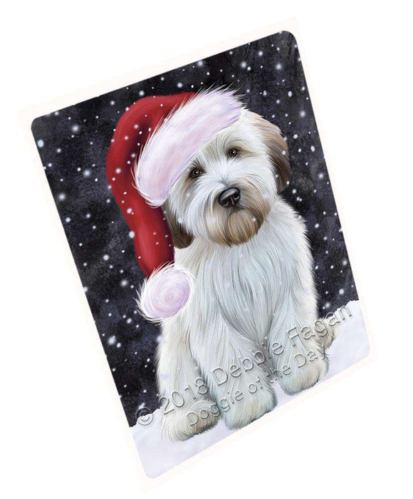 Let it Snow Christmas Holiday Wheaten Terrier Dog Wearing Santa Hat Cutting Board C67440