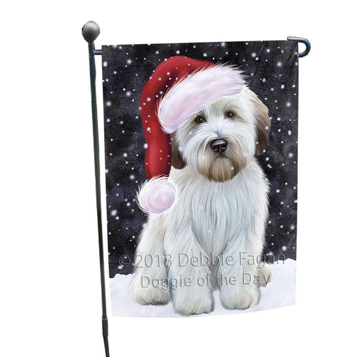 Let it Snow Christmas Holiday Wheaten Terrier Dog Wearing Santa Hat Garden Flag GFLG54394