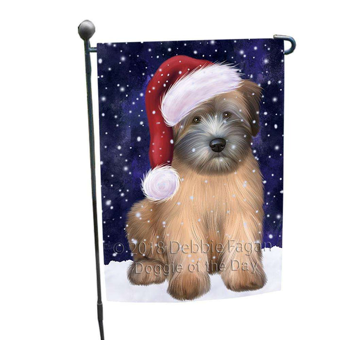 Let it Snow Christmas Holiday Wheaten Terrier Dog Wearing Santa Hat Garden Flag GFLG54395