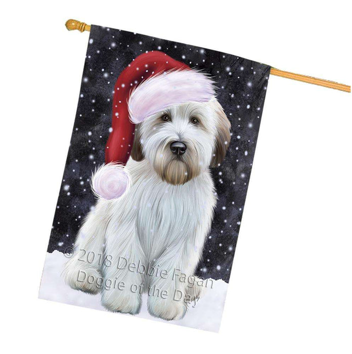 Let it Snow Christmas Holiday Wheaten Terrier Dog Wearing Santa Hat House Flag FLG54530