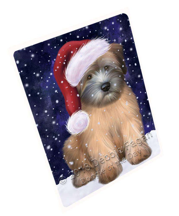 Let it Snow Christmas Holiday Wheaten Terrier Dog Wearing Santa Hat Large Refrigerator / Dishwasher Magnet RMAG86880