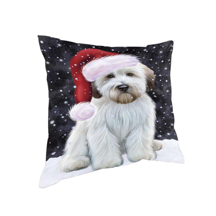 Let it Snow Christmas Holiday Wheaten Terrier Dog Wearing Santa Hat Pillow PIL73952