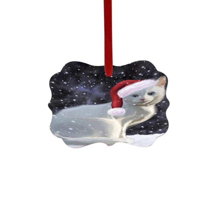 Let it Snow Christmas Holiday White Albino Cat Double-Sided Photo Benelux Christmas Ornament LOR48774