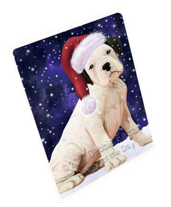 Let it Snow Christmas Holiday White Boxer Dog Wearing Santa Hat Art Portrait Print Woven Throw Sherpa Plush Fleece Blanket D086
