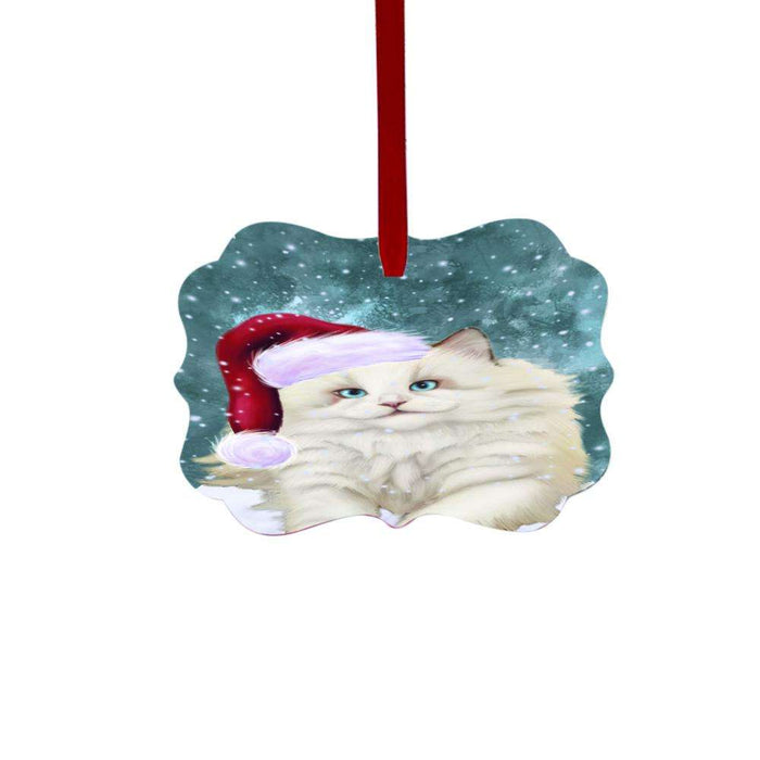 Let it Snow Christmas Holiday White Ragdoll Cat Double-Sided Photo Benelux Christmas Ornament LOR48776