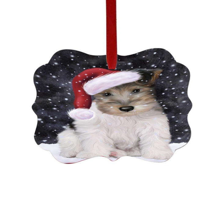 Let it Snow Christmas Holiday Wire Fox Terrier Dog Double-Sided Photo Benelux Christmas Ornament LOR48976