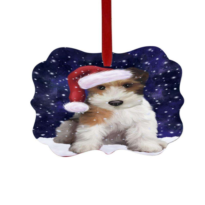 Let it Snow Christmas Holiday Wire Fox Terrier Dog Double-Sided Photo Benelux Christmas Ornament LOR48977