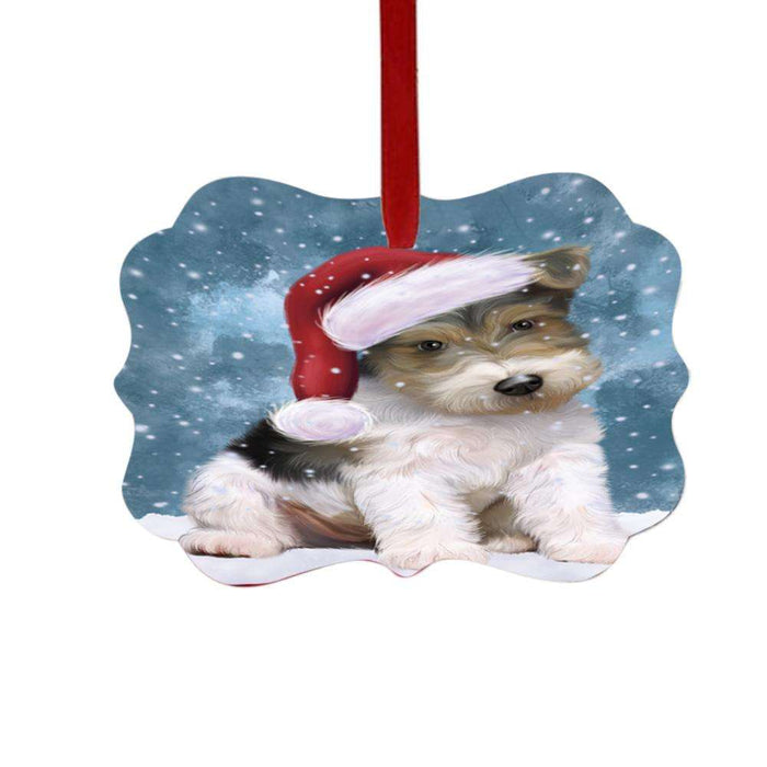 Let it Snow Christmas Holiday Wire Fox Terrier Dog Double-Sided Photo Benelux Christmas Ornament LOR48978