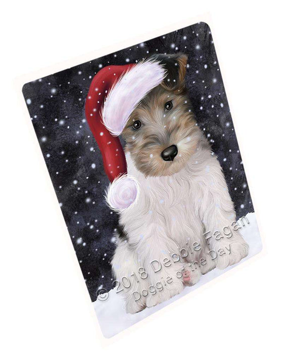 Let it Snow Christmas Holiday Wire Fox Terrier Dog Wearing Santa Hat Blanket BLNKT106356