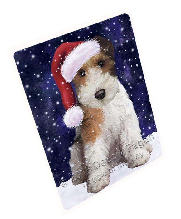 Let it Snow Christmas Holiday Wire Fox Terrier Dog Wearing Santa Hat Blanket BLNKT106365