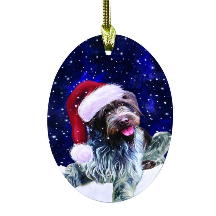 Let it Snow Christmas Holiday Wirehaired Pointing Griffon Dog Oval Glass Christmas Ornament OGOR48777
