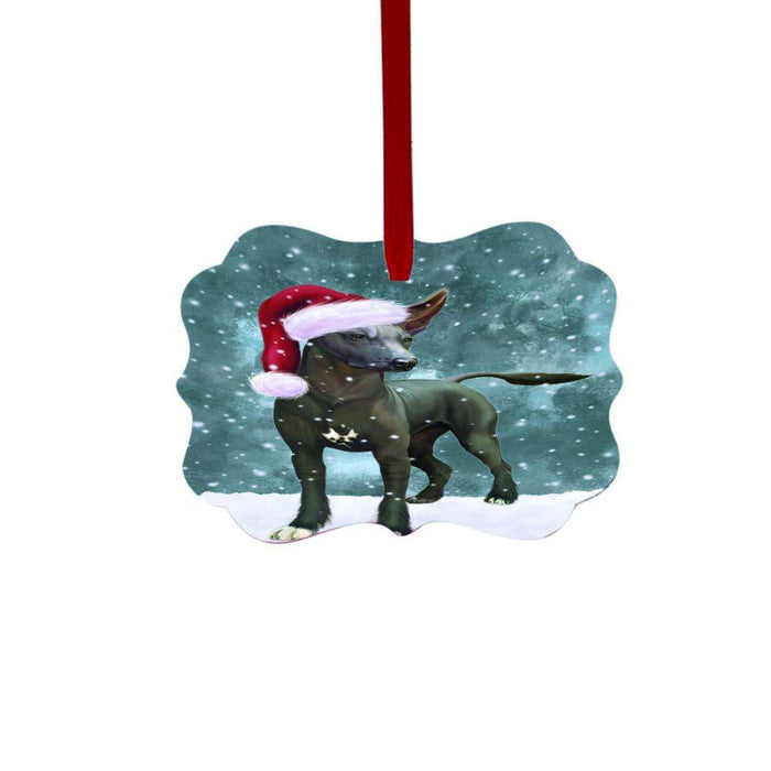 Let it Snow Christmas Holiday Xoloitzcuintli Mexican Haireless Dog Double-Sided Photo Benelux Christmas Ornament LOR48778