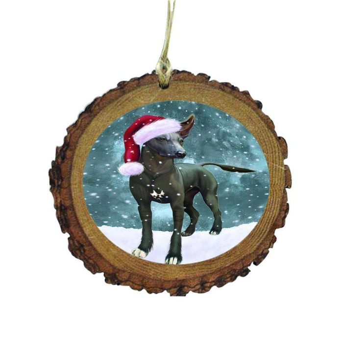 Let it Snow Christmas Holiday Xoloitzcuintli Mexican Haireless Dog Wooden Christmas Ornament WOR48778