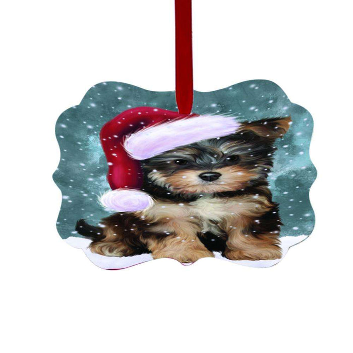Let it Snow Christmas Holiday Yorkipoo Dog Double-Sided Photo Benelux Christmas Ornament LOR48980