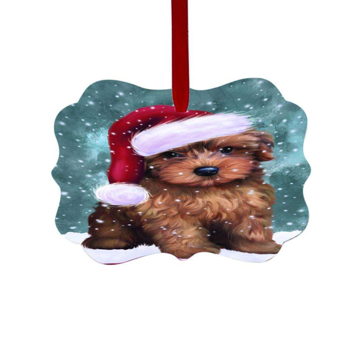 Let it Snow Christmas Holiday Yorkipoo Dog Double-Sided Photo Benelux Christmas Ornament LOR48981