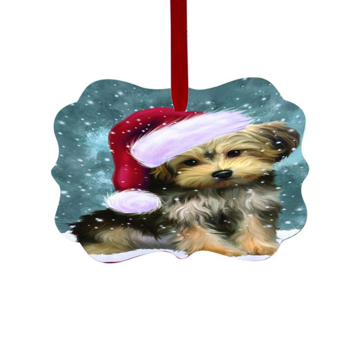 Let it Snow Christmas Holiday Yorkipoo Dog Double-Sided Photo Benelux Christmas Ornament LOR48982