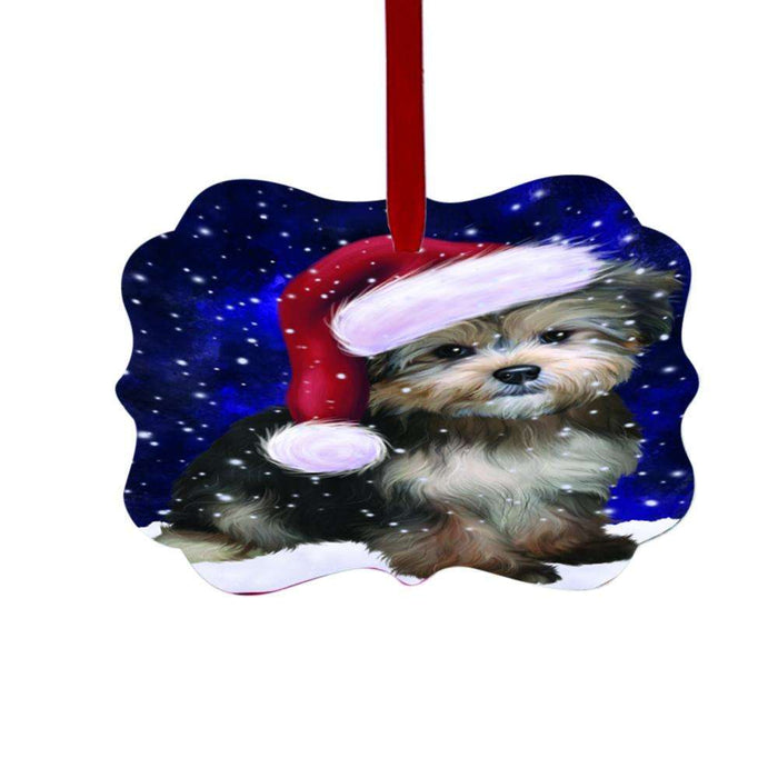 Let it Snow Christmas Holiday Yorkipoo Dog Double-Sided Photo Benelux Christmas Ornament LOR48983
