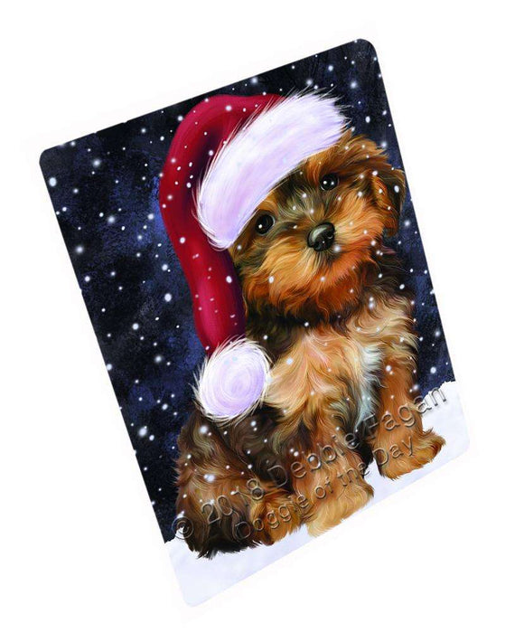 Let it Snow Christmas Holiday Yorkipoo Dog Wearing Santa Hat Blanket BLNKT106383