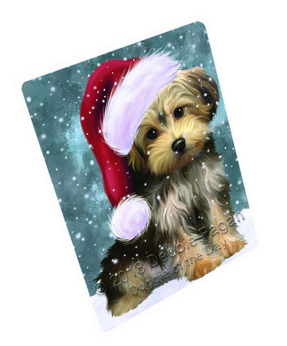 Let it Snow Christmas Holiday Yorkipoo Dog Wearing Santa Hat Blanket BLNKT106410